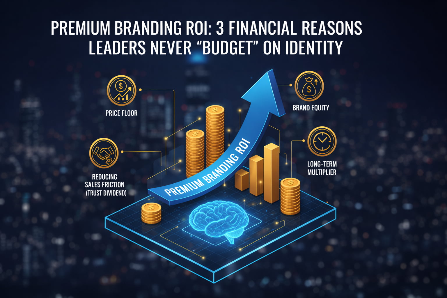 Infografic Premium Branding ROI: creșterea valorii prin design strategic.